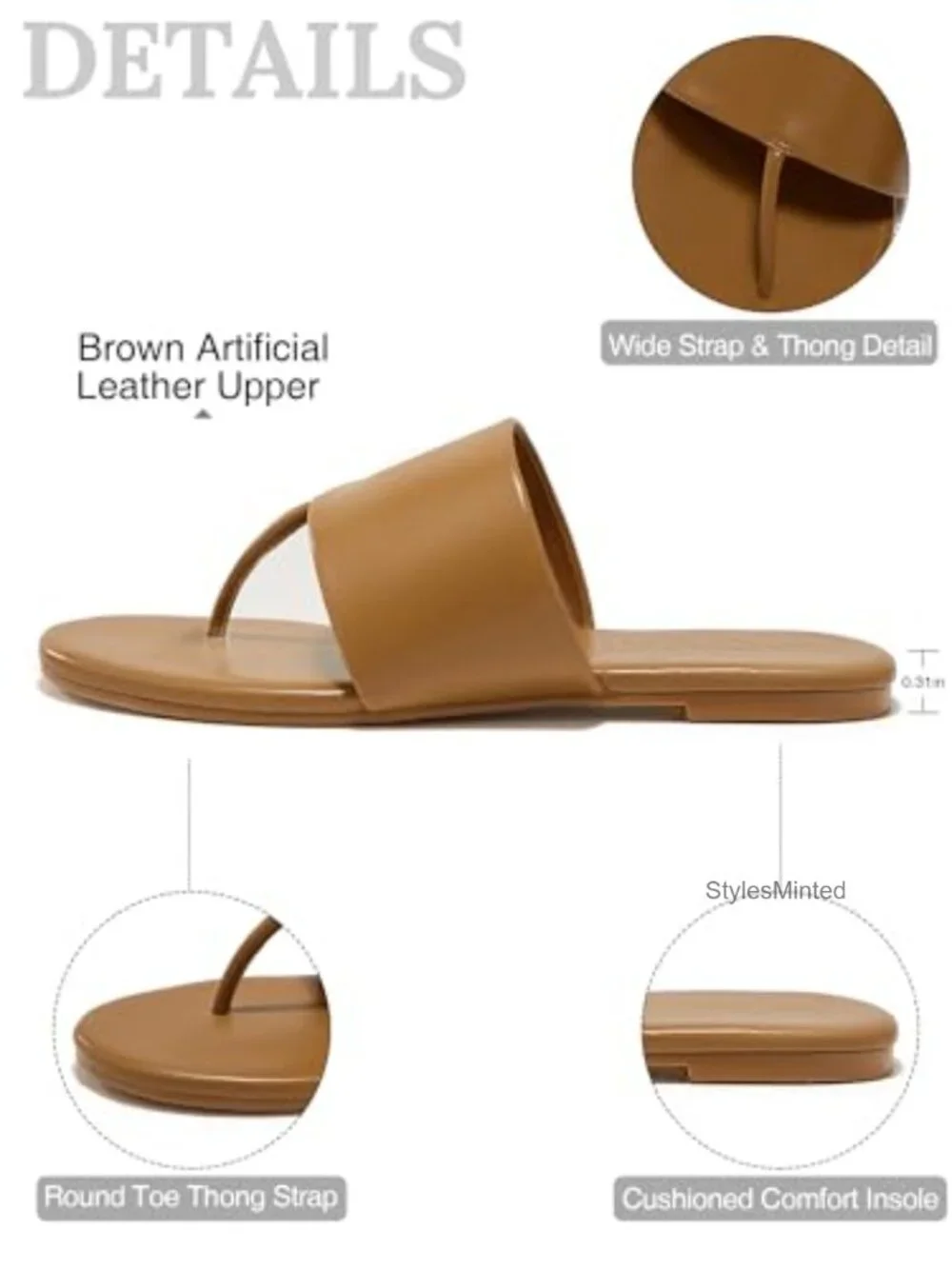 Women's Faux Leather Flip Flop Flat Sandals Comfortable Summer Beach Slide Mules